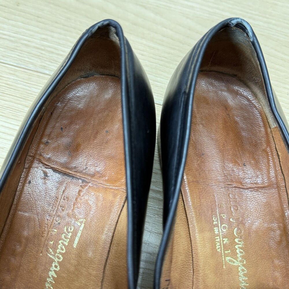 Salvatore Ferragamo Horsebit Loafers Womens 7.5 B Leather Black Office Event - Picture 10 of 13